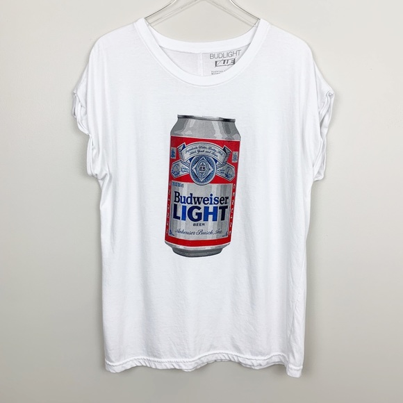 Tops - Budweiser | Bud Light Beer Graphic Tee White Large